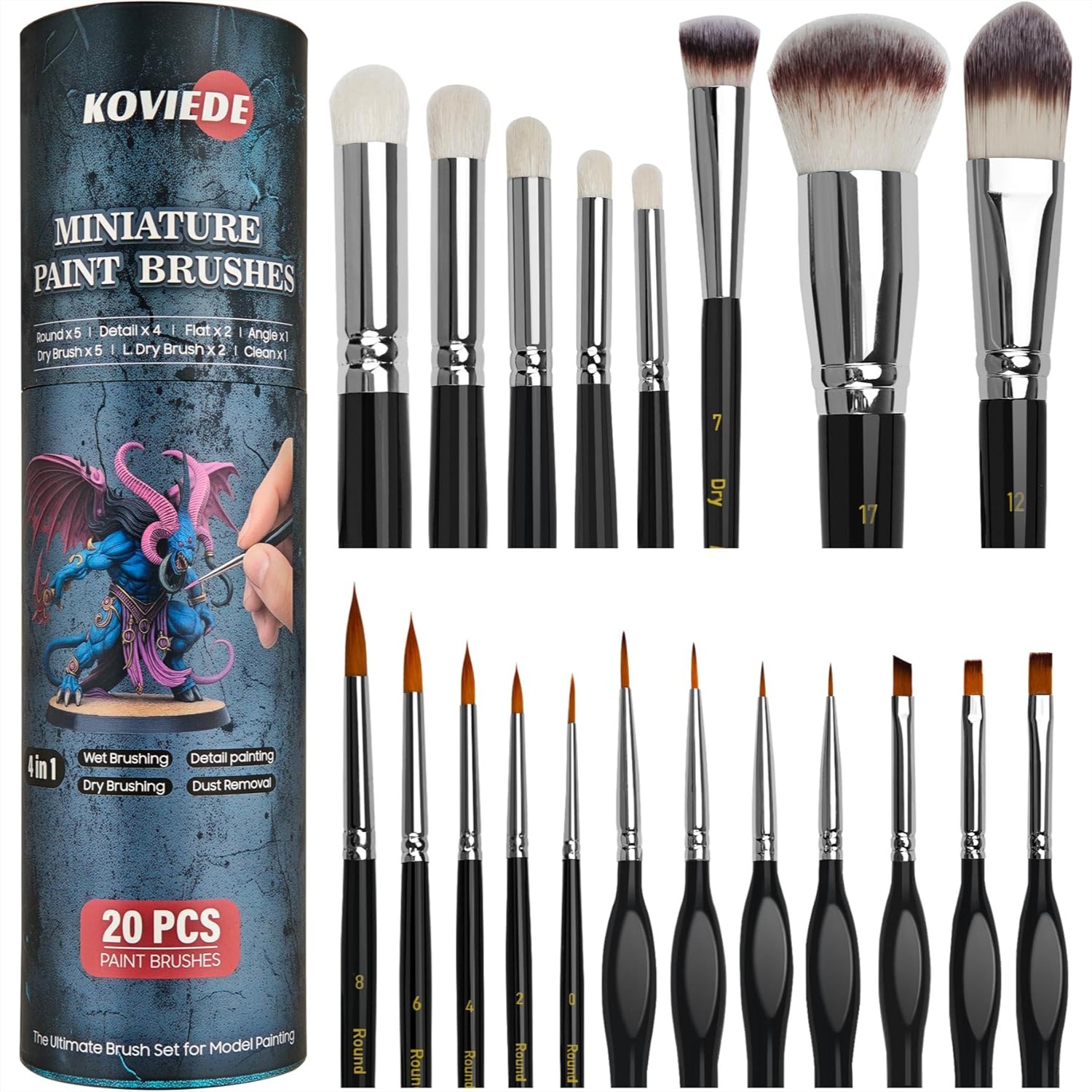 20Pcs Miniature Paint Brushes  – обзор и цена Detailing Brush Set
